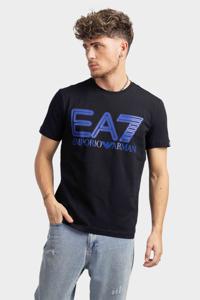 EA7 Emporio Armani Big Logo T-Shirt Heren Zwart/Blauw - Maat XS - Kleur: ZwartBlauw | Soccerfanshop
