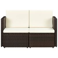 The Living Store Tuinbank 2-zits Bruin Poly Rattan - 118x65x74 cm - Waterbestendig - thumbnail