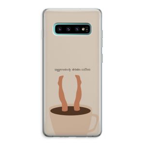 Aggressively drinks coffee: Samsung Galaxy S10 Plus Transparant Hoesje