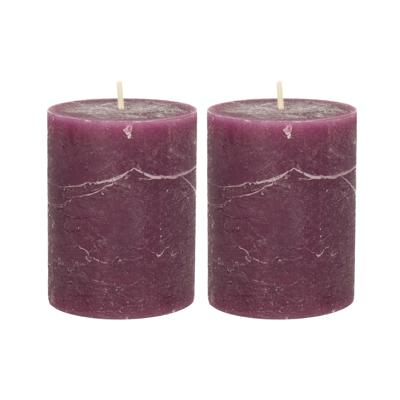 Atmospera Atmospera Stompkaars/cilinderkaars - 2x - bordeaux rood - 7 x 9 cm - middel rustiek model Atmospera Atmospera Stompkaars/cilinderkaars - 2x - bordeaux rood - 7 x 9 cm - middel rustiek model