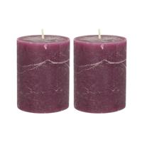 Atmospera Atmospera Stompkaars/cilinderkaars - 2x - bordeaux rood - 7 x 9 cm - middel rustiek model