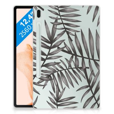 Samsung Galaxy Tab S7FE | Siliconen hoesje | Leaves Grey Samsung Galaxy Tab S7FE | Siliconen hoesje | Leaves Grey