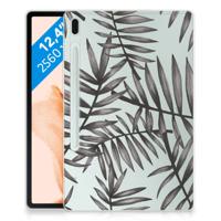 Samsung Galaxy Tab S7FE | Siliconen hoesje | Leaves Grey