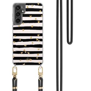 Samsung Galaxy S24 FE hoesje met zwart koord - Hart streepjes