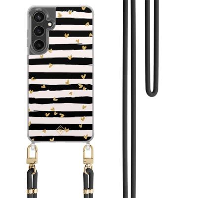 Samsung Galaxy S24 FE hoesje met zwart koord - Hart streepjes