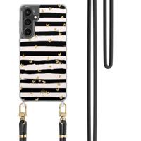 Samsung Galaxy S24 FE hoesje met zwart koord - Hart streepjes