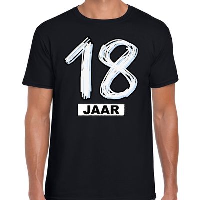 18 jaar verjaardag cadeau t-shirt zwart voor heren