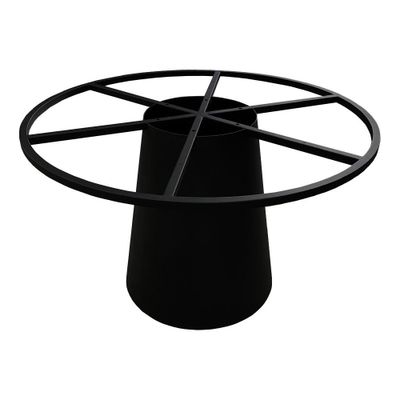 Stalen kegel tafelpoot zwart conisch 65 bij 65 cm en hoogte 74 cm met wiel ø 100 cm