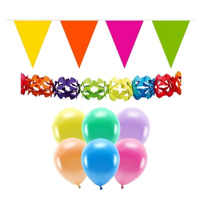 Verjaardag versiering set - 4x slingers en 100x ballonnen