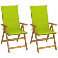 Tuinstoelen 2 st verstelbaar met kussens massief acaciahout