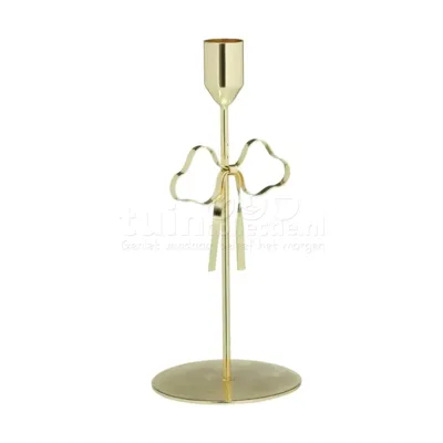 Kandelaar Metaal Strik Goud 20,6cm
