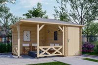 Interflex Hoekpaviljoen P4355 435x298 cm 28 mm vuren blank- Puntdak- Onbehandeld vurenhout- Interflex