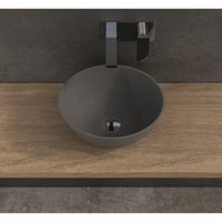 Ideavit Solidthin opbouw wastafel 39x39x14.5cm rond 0 kraangaten 1 wasbak Solid surface donkergrijs 290028 - thumbnail