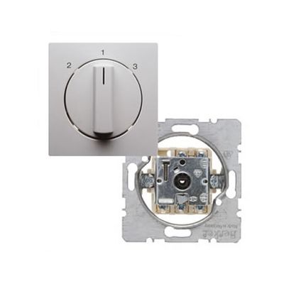 Berker S1 ventilatorschakelaar met draaiknop 2-1-3 aluminium