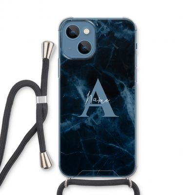 Midnight Marble: iPhone 13 Transparant Hoesje met koord
