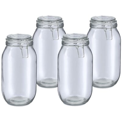 Voorraadpot/bewaarpot Alfie - 4x - 2L - glas - beugelsluiting - D13 x H26 cm