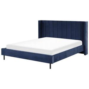 Beliani - VILLETTE - Tweepersoonsbed - Blauw - 180 x 200 cm - Fluweel