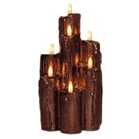 LED druipkaarsen - 7x st - brons - 15 x 15 x 25 cm - met timer - Halloween/kerst kaarsen