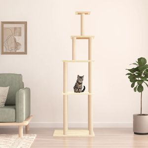 Kattenmeubel met sisal krabpalen 183 cm crmekleurig