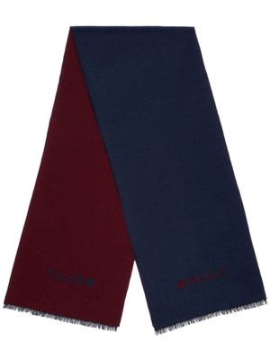 Bally écharpe en laine à logo intarsia - Bleu