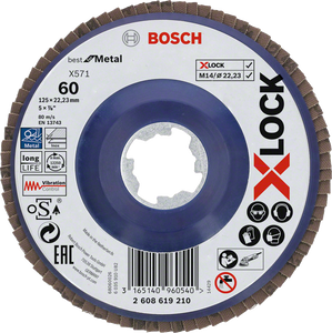 Bosch Accessoires X-LOCK Lamellenschijf Best for Metal recht, kunststof, Ø125mm, G 60, X571 - 1 stuk(s) - 2608619210