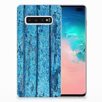 Samsung Galaxy S10 Plus Bumper Hoesje Wood Blue