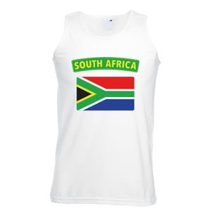 Singlet shirt/ tanktop Zuid Afrikaanse vlag wit heren