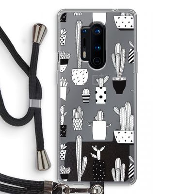 Cactusmotief: OnePlus 8 Pro Transparant Hoesje met koord