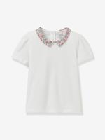 T-shirt met geklede kraag van biologisch katoen lichtroze.