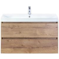 Maxx XL Badmeubelset 100 cm - Natuur Eiken - Wastafel Just 1 Kraangat