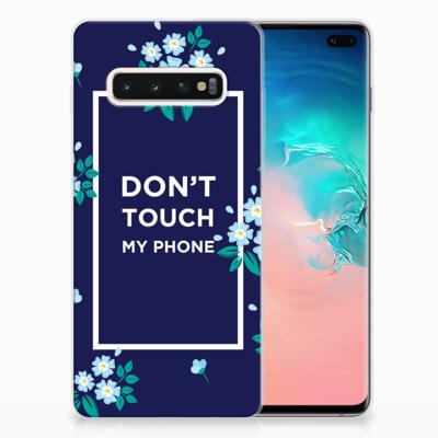 Samsung Galaxy S10 Plus Silicone-hoesje Flowers Blue DTMP Samsung Galaxy S10 Plus Silicone-hoesje Flowers Blue DTMP
