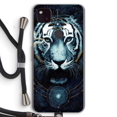 Darkness Tiger: Pixel 4a 5G Transparant Hoesje met koord