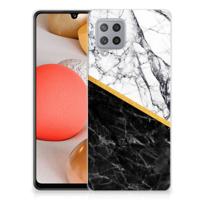 Samsung Galaxy A42 | TPU | Siliconen hoesje | Marmer Wit Zwart - Origineel Cadeau Man