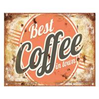 Clayre & Eef Tekstbord 33x25 cm Oranje Ijzer Rechthoek Best Coffee in - thumbnail