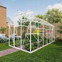 Royal Well tuinkas Kate 4 met veiligheidsglas en fundering - wit