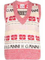 GANNI débardeur à logo en intarsia - Rose - thumbnail