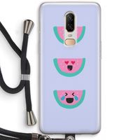 Smiley watermeloen: OnePlus 6 Transparant Hoesje met koord