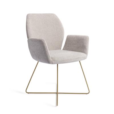 Jesper Home Eetkamerstoel 'Misaki' Cross Gold, kleur Pretty Plaster
