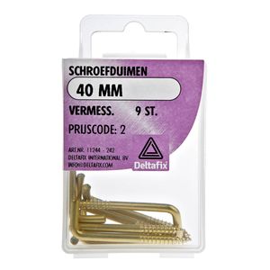 Deltafix Schroefduimen - 9x - vermessingd metaal - 40 mm - ijzerwaren