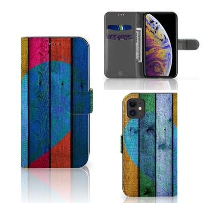 Apple iPhone 11 | Book Style Case | Wood Heart - Cadeau voor je Vriend