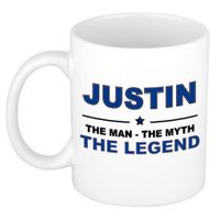 Justin The man, The myth the legend collega kado mokken/bekers 300 ml
