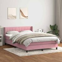 Boxspring met matras fluweel roze 160x210 cm
