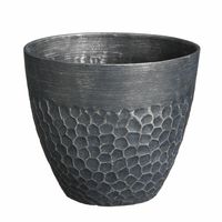 Mica Decorations Plantenpot Bravo - kunststof - buiten/binnen - zwart - D30 x H26 cm   -