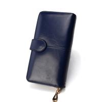 3 STKS multifunctionele rits vrouwen lederen portemonnee lange driebladige Coin Purse kaarthouder koppeling (Deep Blue)
