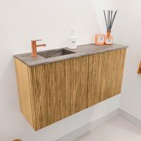 Toiletmeubel Mondiaz Joya Dlux | 80 cm | Meubelkleur Oak | Faye wastafel Oza Wasbak Links | 1 kraangat