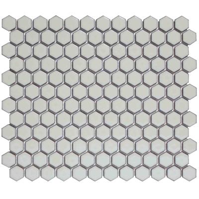The Mosaic Factory Barcelona Mozaiek Tegel Hexagon - Licht Grijs met rand Porselein Geglazuurd 260x300 mm