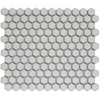 The Mosaic Factory Barcelona Mozaiek Tegel Hexagon - Licht Grijs met rand Porselein Geglazuurd 260x300 mm
