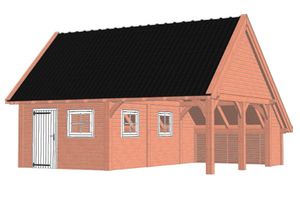Kapschuur De Hofstee XXL 785x720 cm - Combinatie 1- Kapschuurdak- Onbehandeld lariks Douglas hout- Trendhout