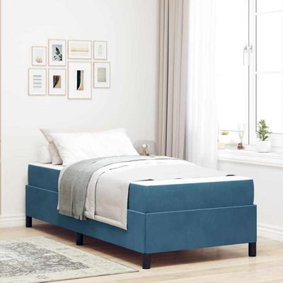 Bedframe met matras Donkerblauw en wit 100 x 200 cm Fluweel