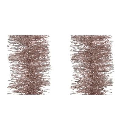 2x stuks lichtroze kerstslingers 10 cm breed x 270 cm kerstboomversiering